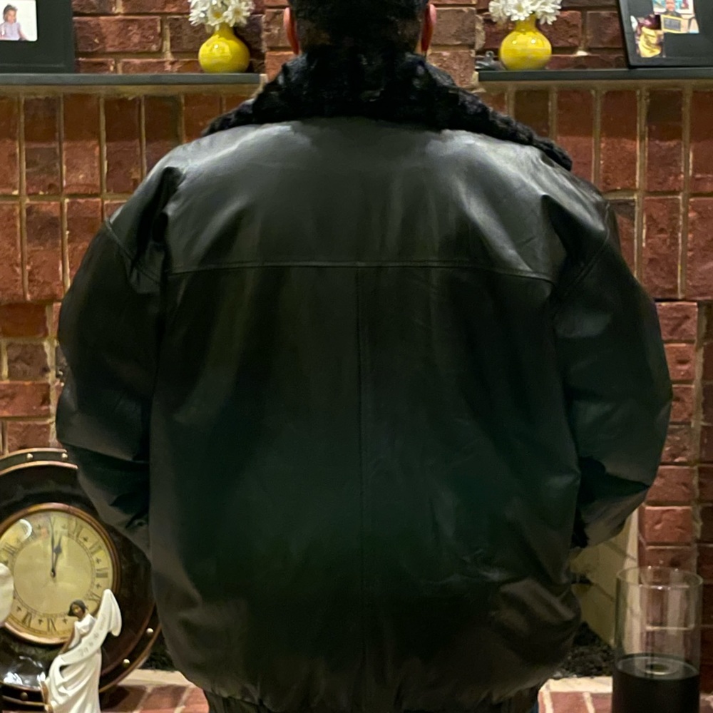 Black Mink/Leather Bomber (Reversible) - image 4
